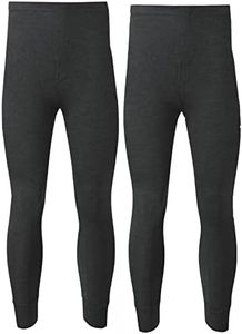 Pack of 2 Men's Thermal Trousers Long Johns Warm Underwear Baselayer, S M L XL XXL Thermals(M,Black)