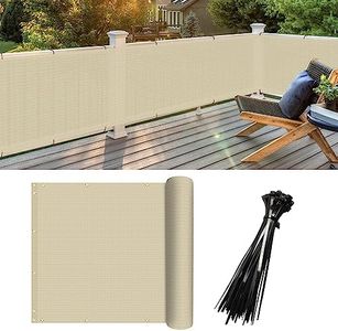 FLORALEAF 3' x 12' Balcony Screen Privacy Fence Cover UV Protection Shield for Deck Patio Backyard Outdoor Pool Porch Railing with Zip Ties, Beige