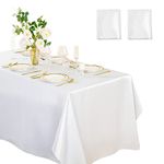 Horbaunal 2 Pack White Satin Tablecloth 60 x 102 Inches Rectangle Satin Table Cover Bright Silk Table Cloth Smooth Table Decoration for Wedding Party Banquet