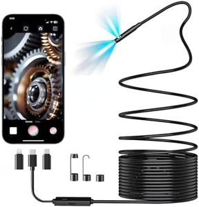 Endoscope Camera, 1080P HD Dual-Lens Borescope Tools with 8 Adjustable LED Lights, Snake Camera for Detecting Vehicles, Machinery, and Sewers, IPX68 Waterproof Inspection Borescope for iOS and Android