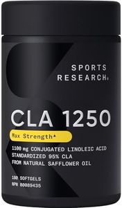 Sports Research CLA - 1250mg with Active Conjugated Linoleic Acid for Men and Women | Non-GMO, Soy & Gluten Free - 95% (180 Softgels)…
