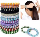 12 Pcs Hair Ties, Mixed Color Ponytail Holders Elastics Hair Ties No Damage Hair Tie Bracelets Stretch Hair Bobbles for Women Girls Thin/Thick/Medium/Long Hair