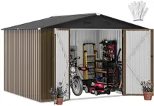 DWVO 10'x8' Large Metal Outdoor Storage Shed, Heavy Duty Tool Storage Sheds for Backyard Patio Lawn - Ideal for Bicycles, Garden Tools, and Lawn Equipment, Easy-to-Assemble, Brown