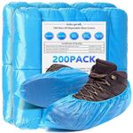 ioiopeak Disposable Shoe Covers 200 Pack (100 Pairs) - Durable, Non-Slip, Water Resistant, and Recyclable Boot Covers for Indoor and Outdoor Use - One Size Fits Most (CPE)