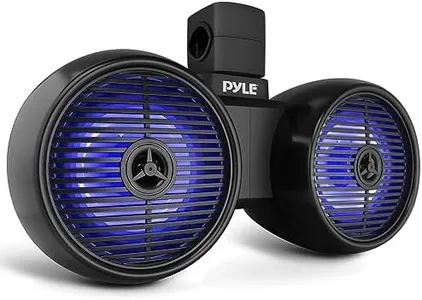 Pyle Dual Waterproof Off-Road Speakers - 6.5" 200W 2-Way Marine Wakeboard Tower Sound System w/LED Light, Full Range Outdoor Stereo Speaker for Car, ATV, UTV, Jeep, Boat, Includes Brackets (Black)