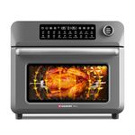 Hauswirt Air Fryer Oven 25 Litre Extra Large, Countertop Convection Oven with Grill/Airfryer/Dehydrator, Digital Touch Screen, Enamel liner, E-recipes & Accessories Included - Grey, K5 Pro