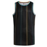 Pullonsy Men's Blank Basketball Jerseys Mesh Athletic Sports Shirts Plain Performance Team Uniforms, Gold/Aqua Stripe-black Jersey, Medium