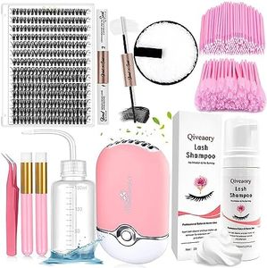 Lash Extension Kit DIY Individual Lash Clusters(280Pcs 40D Mix 12-18mm) with Lash Bond and Seal USB Portable Lash Fan 150ml/5.07fl.oz Lash Shampoo Tweezers Applicator Mascara Brush