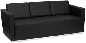 Flash Furniture ZB-Trinity-8094-Sofa-BK-GG Hercules Trinity Series Contemporary Leather Sofa with Stainless Steel Base, Black