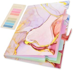 Ddaowanx Expanding File Folder, Letter A4 Size Accordion Plastic File Organizer, 5 Pocket Folders for Documents, Aesthetic Folder with Labels, Paper Organizer for School Office (Pink Marble)