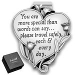 Anwlki Heart-Shaped Visor Clip Car Visor Medal Accessories Bless Driving Safety Prayer Religious Gift for Parent, Family, Friend, Driver (1)