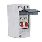 2 Way Distribution Box Circuit Breakers with Waterproof Distribution Case Distribution Box for Outdoor(6A 32A)