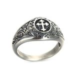 Daesar 925 Silver Rings Wedding Rings for Men And Women Retro Cross Silver Black Ring Size L 1/2