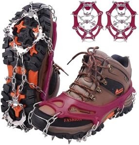 WIN.MAX Crampons for Shoes, Traction Cleats Ice Snow Grips with 19 Stainless Steel Spikes, Shoe Talons Anti - Slip Boots Spikes for Walking, Jogging, Climbing and Hiking (Red, XL)