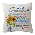 Wife Gifts from Husband, Inspirational Gift to My Wife Never Forget That I Love You Pillow Cover Pillowcase Funny Wife Cushion Cover for Birthday Anniversary Christmas Valentine's Day