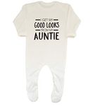 Shopagift Baby I Get My Good Looks from my Auntie Sleepsuit Romper White