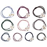 Funtopia 20 Pcs Pearl Hair Ties 10 Colors Hair Ring with Beads Hair Bands Ropes Hair Elastic Bracelet Ponytail Holder Korean Hair Accessories for Women and Girls