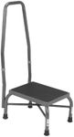 Drive Medical Heavy Duty Bariatric Footstool with Handrail and Non Skid Rubber Platform, Silver Vein