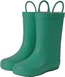 Hbxooxts Kids Rain Boots, Waterproof Rubber Child Wellies for Girls and Boys Toddler Kid Rubber Boots with a Fun Pattern and Easy to Handle - 10 Toddler Green