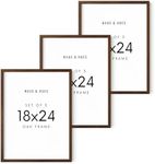 Haus and Hues Walnut Wood Picture Frames 18 x 24 - Set of 3 Poster Frames 18 x 24, Wooden Picture Frames 18x24, Art 18x24 Frames, Wood Frames 24x18, Picture Frame Set Collage 18x24 (Walnut Oak Frames)