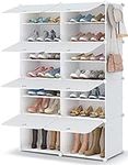 HOMIDEC Shoe Storage, Oversized 2 x 7 Tier Shoe Rack Organiser to 28 Pair Shoes, Multifunctional Dust-proof Shoe Storage Cabinet for All Kinds of Shoes, Books, Toys and Clothing