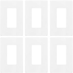 Decora Screwless Wall Plate,1-Gang Cover for Decorator Receptacle Outlet & Switch,Plus-Size,UL Listed,6-Pack(Glossy-White)