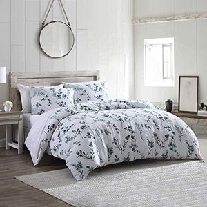 Brielle Gardiner Printed Floral Cotton Gauze Comforter Set, Green/White, Full/Queen