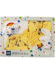 Mee Mee 100% Cotton Material Printed and Solid Gift Set for New Born Babies (Set of 9 Pieces,Yellow)