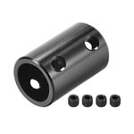 uxcell 10mm to 12mm Bore Rigid Coupling Set Screw L25XD16 Aluminum Alloy,Shaft Coupler Connector,Motor Accessories,Black,2pcs