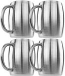 Southern Homewares Stainless Double Wall Steel Beer Coffee Desk Mug Smooth 14-Ounce Set of 4