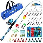 PLUSINNO Kids Fishing Pole with Spincast Reel Telescopic Fishing Rod Combo Full Kits for Boys, Girls, and Adults (Blue, 150cm 59.05)