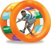 HearthSong Roll with It! 2.0 Giant Inflatable Rainbow Land Roller with Mesh Interior for Active Outdoor Play, 67" Outer Diam. x 45" Inner Diam., Holds up to 300 lbs.
