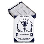 Silver Cup Pool Cue Chalk Cubes in White - 12 Pc Set