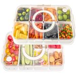 Divided Serving Tray 2 Pack,Luxear Snackle Box Container BPA-Free with Lid Handle Veggie Snack Tray Platter Dishwasher Safe with Air Vent, Multi Snackle Box Storage Container for Travel,Party,Picnic