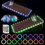 Cornhole Lights, RGB 16 Colors Change LED Cornhole Board Lights for Edge and Hole, Multicolor Dimmable with Remote Control for Family Backyard Outdoor Bean Bag Toss Game, Waterproof, 2 Set (4 x 2 ft)