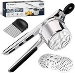 Victoria Shop Potato Ricer - Stainless Steel Potatoes Masher and Slicer for Mashed Potatoes, Potato Peeler Multi Functional Instant Mashed Potatoes, Waffle Fries, Hash Browns and French Fries (Black)