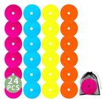 LEZER 15 cm Flat Cones, Soccer Cones, Spot Markers, Field Court Markers, Sit Spots, Flat Discs, Soccer Training Equipment, Agility Practice, SGS Verified, Made in Taiwan, Set of 24