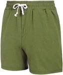 Deyeek Mens Lounge Pajama Cotton Shorts Elastic Waist Sleep Mens Shorts Army Green