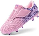 DREAM PAIRS Boys Girls Soccer Cleats Firm Ground Kids Youth Athletic Outdoor Football Shoes,Size 10 Toddler,Pink/Purple,KKUMSO2510