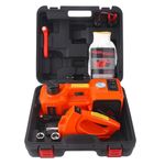 JANVITHA 12V Electric Floor Jack & Impact Wrench Kit | 5-Ton Hydraulic Car Jack with Tire Inflator Pump 5-in-1, Portable Auto Lift for SUVs, Sedans & Trucks, Max Height 17.7 Inches