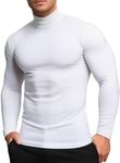 RGJU Mens Mock Turtleneck Long Sleeve Shirts(White,L)