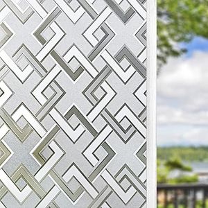 Finnez Pellicola Smerigliata Protezione della privacy Vetrofanie per Vetrine Adesivi per porte in vetro in vinile Senza colla sala riunioni Soggiorno Cucina Home Office (44.5 x 200 cm)