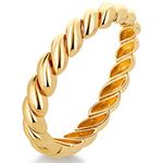 FAMARINE Chunky Bracelet Twisted Bangle Bracelet for Women, Vintage Minimalist Wide Charm Bangle Couples Love Bracelets, 14K Gold Plated