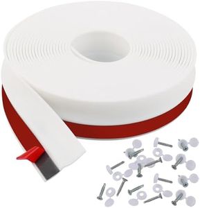 Taaizau 40ft Universal Garage Door Top and Sides Seal Strip, Waterproof Self Adhesive Professional Sealing includes 30pcs Screws, White