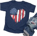 American Flag Shirt Toddler Kids Boys Girls USA Flag Heart Graphic T-Shirt 4th of July Shirt Patriotic Tee Tops, Dark Blue, 24 Months