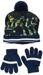 Nickelodeon Ninja Turtles Boys Beanie & Glove Set in Size 52 cm, Navy