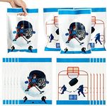 ArowlWesh 50Pcs Plastic Hockey Party Favor Bag Hockey Candy Treat Gift Bag with Handles Hockey Goodie Bags Cute Snack Bags for Hockey Themed Kids Birthday Party Decoration Supplies