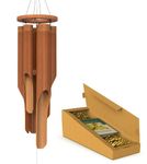 Nalulu Classic Bamboo Wind Chimes - Outside Outdoor Wood Wooden Windchimes, Medium, Handcrafted with Calming Deep Tones, Ideal Home Decor or Gift for Any Occasion v2