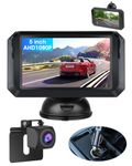 【Newest】5 inch Reversing Camera Kit AHD 1080P Car Reverse Camera Kit IP68 Waterproof Rear View Camera Super Night Vision for Vans Cars Trucks Two types of Installation DIY Parking Guide Line