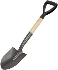 Shovel for Digging 28 In Small Round Shovel with D Handle Kids Metal Beach Shovel，Camp Shovel ，Garden Shovel ,Gardening Tools Wooden Handel, Yellow Wood, 28In